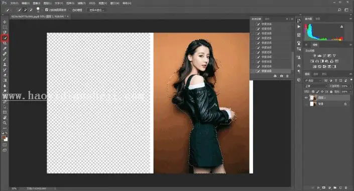 碎片效果，用PS把迪丽热巴做出“破碎”效果_www.haoyidiansheji.com