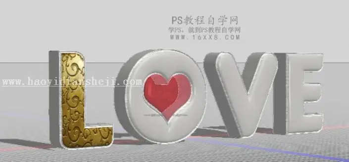 金属字，用PS创建象征爱情的金属文字_www.haoyidiansheji.com