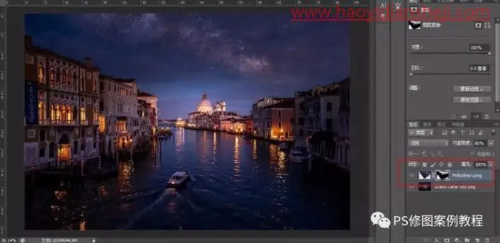 图片效果，通过PS把普通夜景照片制作成银河效果照片_www.haoyidiansheji.com
