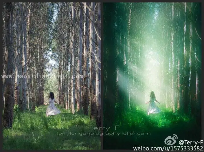 光线处理，给树林人像添加丁达尔光效_www.haoyidiansheji.com