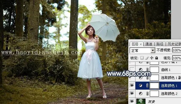 霞光效果，给树林人物增加暗调霞光效果_www.haoyidiansheji.com