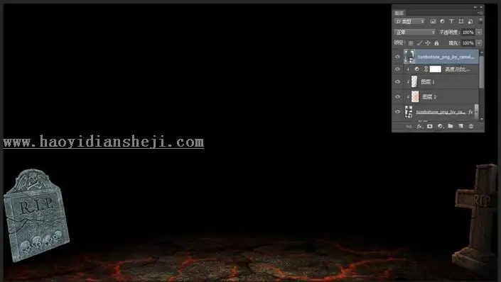 场景合成，合成一个创意的黑暗中的神秘人物壁纸_www.haoyidiansheji.com