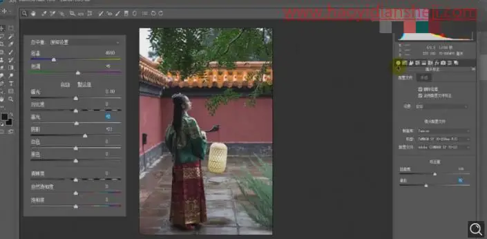 古风后期，古风灯笼夜景氛围人像后期修图_www.haoyidiansheji.com