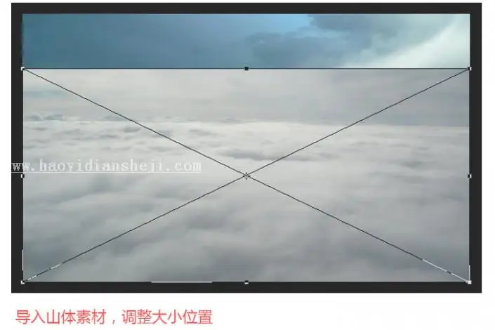 场景合成，用PS合成匹诺曹遨游云海的照片_www.haoyidiansheji.com