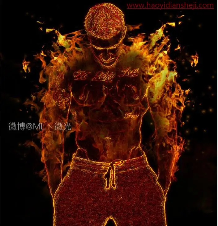 火焰人像，制作炫酷的火焰人物效果图片_www.haoyidiansheji.com