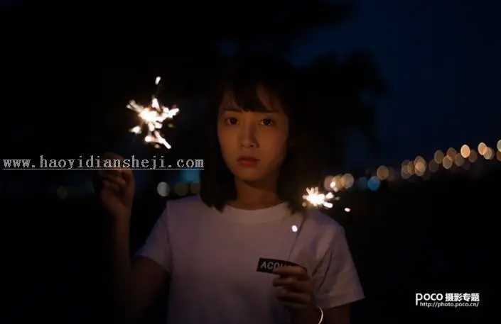 夜景人像，夜景照片调出梦幻亮丽色彩_www.haoyidiansheji.com