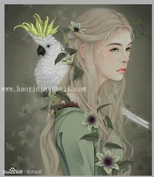 工笔画，制作细腻的工笔画效果_www.haoyidiansheji.com