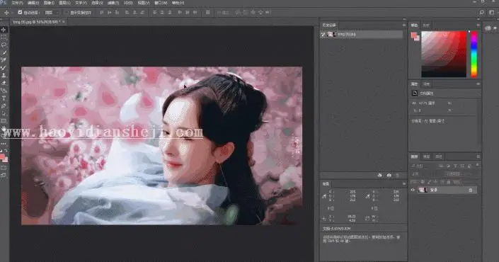 素描效果，用PS把杨幂的白浅制作成素描照片_www.haoyidiansheji.com