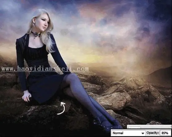 场景合成，合成一个美女在深山的神秘场景_www.haoyidiansheji.com