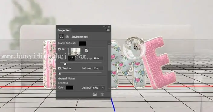 3D功能，通过PS的3D功能制作沙发上的靠枕_www.haoyidiansheji.com