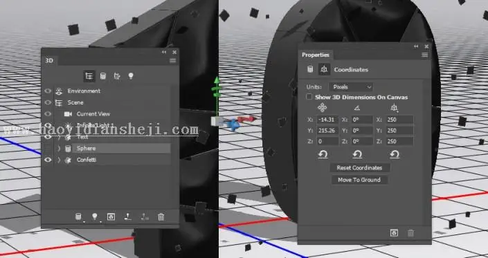 3D工具，通过PS中的3D功能创建膨胀3D文本效果_www.haoyidiansheji.com