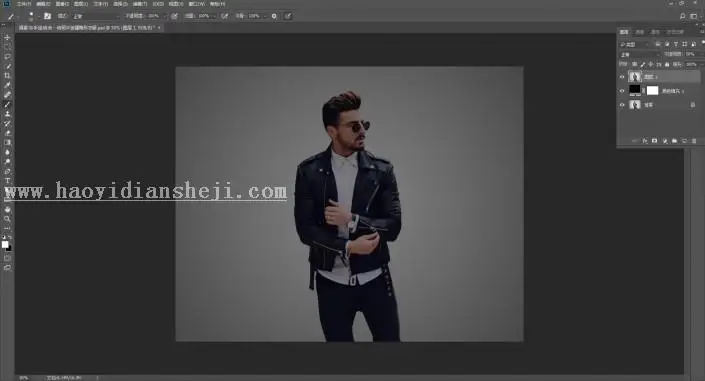 手绘效果，用PS给模特穿一件“透明”的衣服_www.haoyidiansheji.com