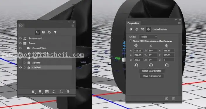 3D工具，通过PS中的3D功能创建膨胀3D文本效果_www.haoyidiansheji.com