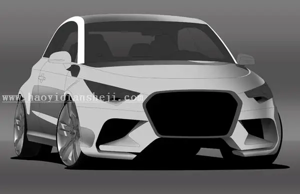 绘画汽车，用PS绘制一个逼真的奥迪汽车_www.haoyidiansheji.com