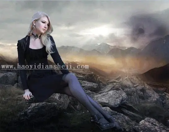 场景合成，合成一个美女在深山的神秘场景_www.haoyidiansheji.com