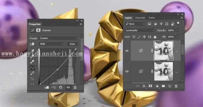 3D工具，通过PS中的3D功能创建膨胀3D文本效果_www.haoyidiansheji.com