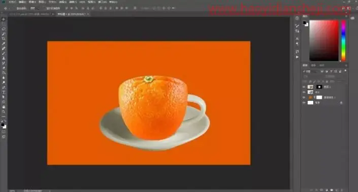 创意合成，制作一款创意橙子杯子_www.haoyidiansheji.com