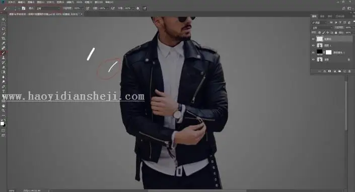 手绘效果，用PS给模特穿一件“透明”的衣服_www.haoyidiansheji.com