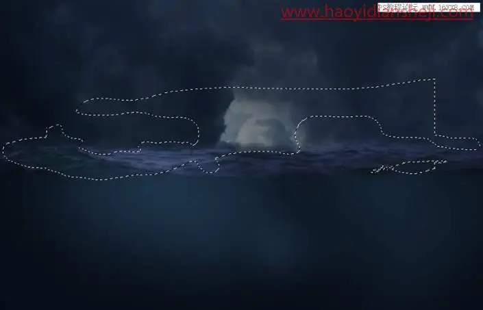 场景合成，在PS中合成一幅大鱼吞月的超现实场景_www.haoyidiansheji.com