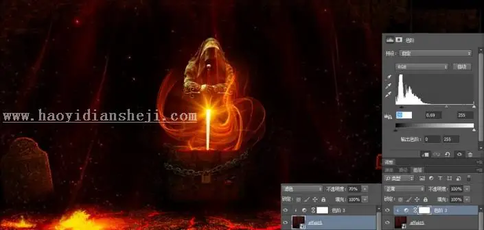 场景合成，合成一个创意的黑暗中的神秘人物壁纸_www.haoyidiansheji.com
