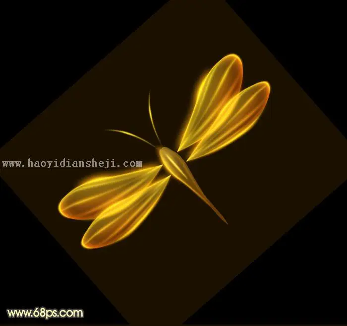 鼠绘蜻蜓，鼠绘一只简洁的发光蜻蜓图案_www.haoyidiansheji.com