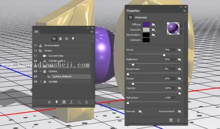 3D工具，通过PS中的3D功能创建膨胀3D文本效果_www.haoyidiansheji.com
