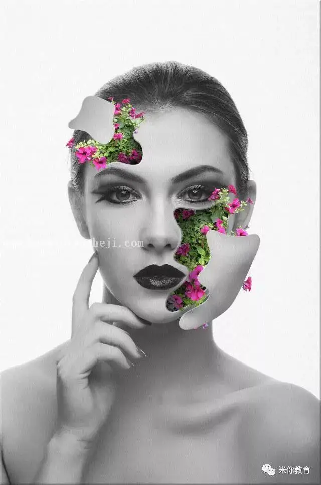 人像合成，合成花卉人脸效果教程_www.haoyidiansheji.com