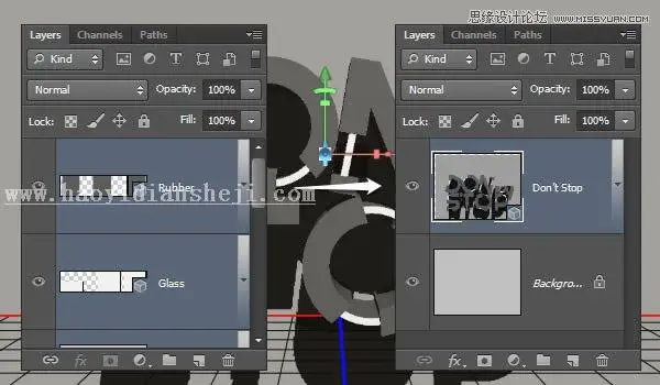 3D字体，通过PS制作红色积木立体文字图片_www.haoyidiansheji.com