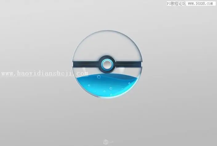 图标设计，制作晶莹剔透的玻璃球图标_www.haoyidiansheji.com