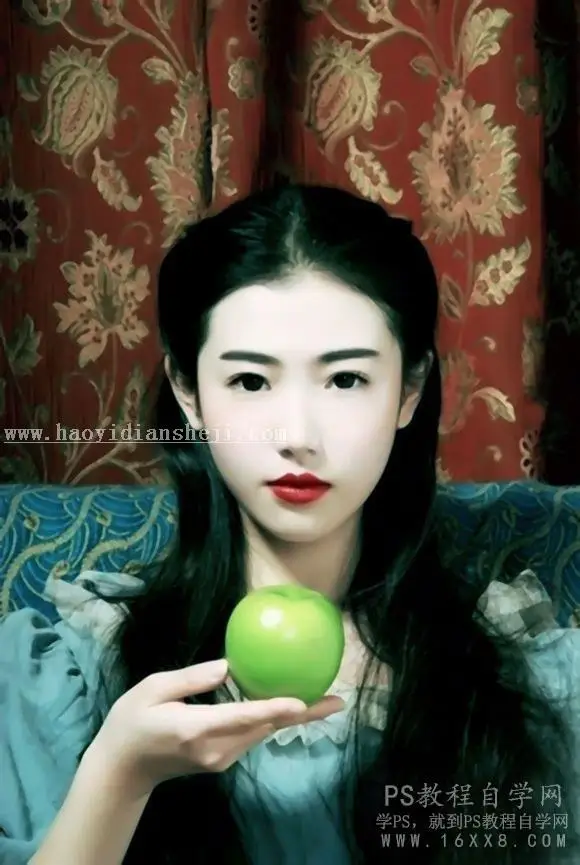 转手绘，打造暗黑风格的美女转手绘_www.haoyidiansheji.com