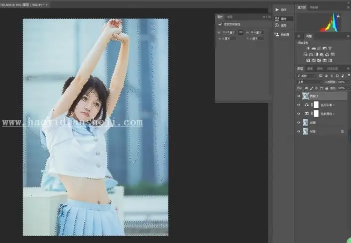 冷色调，调出天台制服少女清爽夏日色调_www.haoyidiansheji.com
