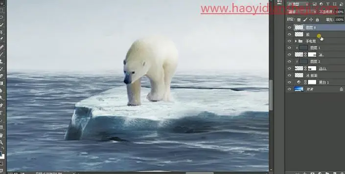 场景合成，合成在北极的自行车海报_www.haoyidiansheji.com