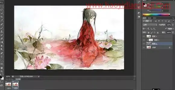 水波效果，制作古风动态水波效果人像_www.haoyidiansheji.com