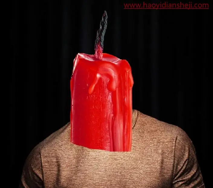 恶搞合成，通过PS设计一幅创意蜡烛人的造型_www.haoyidiansheji.com