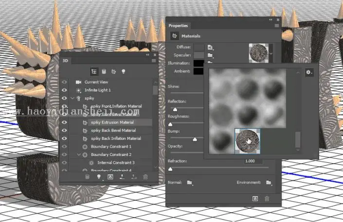 金属字，用PS制作3D效果的金属铆钉文字_www.haoyidiansheji.com