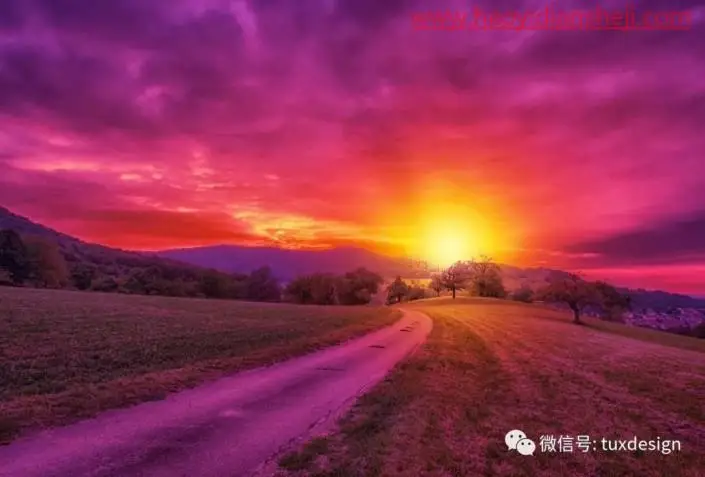 照片合成，3步把晚霞照片变成朝气磅礴的朝阳初升照_www.haoyidiansheji.com