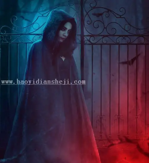 女巫场景，合成恐怖的暗黑女巫场景_www.haoyidiansheji.com