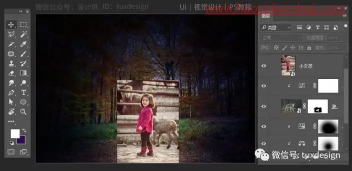 场景合成，通过PS合成一张森林偶遇记的童话场景_www.haoyidiansheji.com