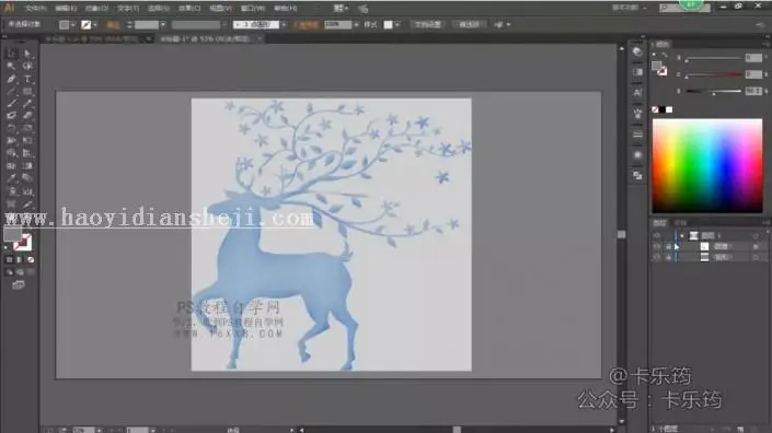 转手绘，用PS加AI制作一只多边形唯美星空鹿_www.haoyidiansheji.com
