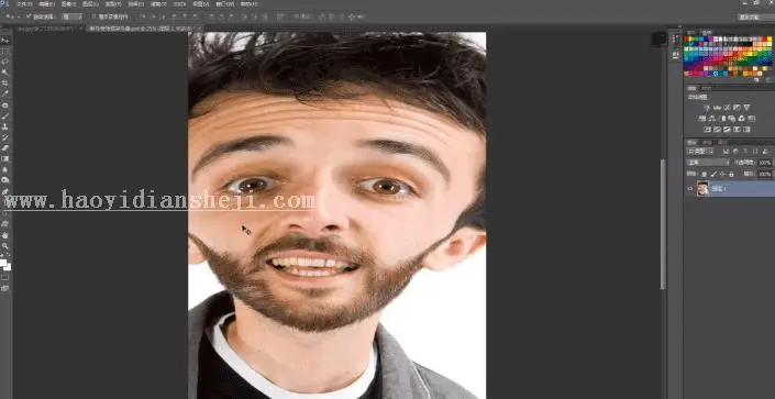人像恶搞，用PS中的反向美化制作人物头像搞怪表情_www.haoyidiansheji.com