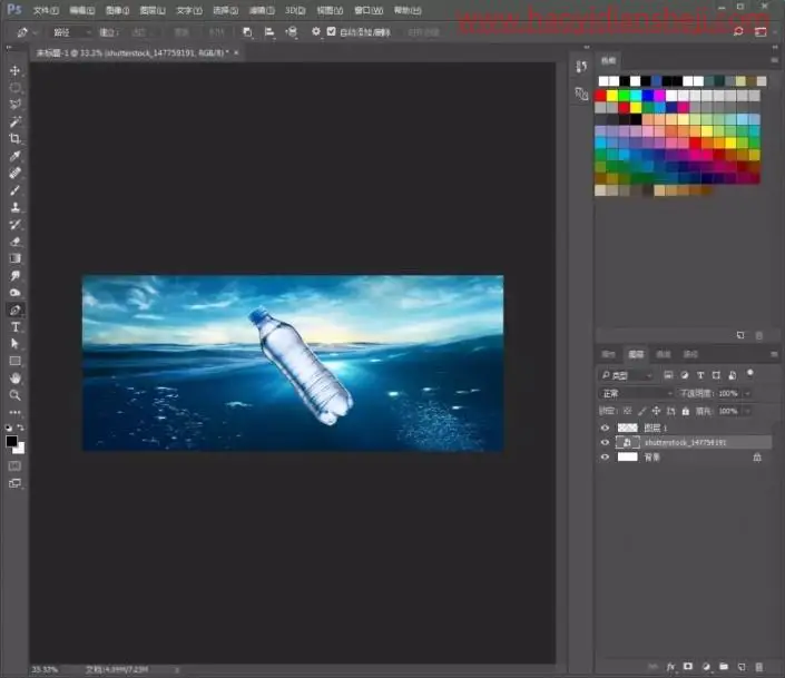 创意合成，制作一款矿泉水海报_www.haoyidiansheji.com