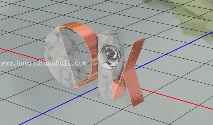 3D功能，通过PS中的3D功能设计大理石玫瑰材质的文字_www.haoyidiansheji.com