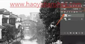 水墨画，制作江南水乡诗情画意的水墨画_www.haoyidiansheji.com