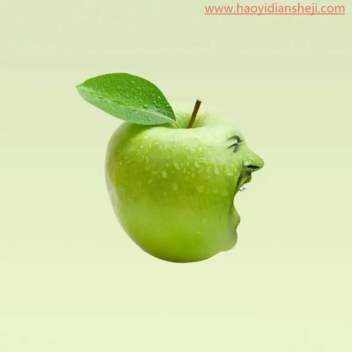 创意合成，制作一个有表情的苹果头像_www.haoyidiansheji.com