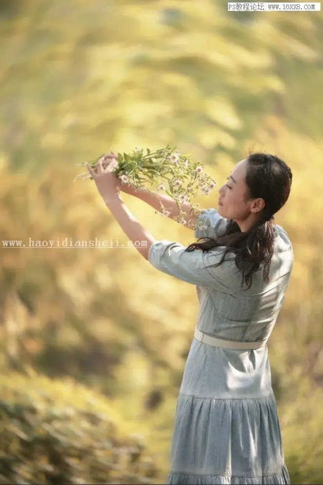 暖黄色，用PS把室外人像调出暖黄的艺术照片_www.haoyidiansheji.com