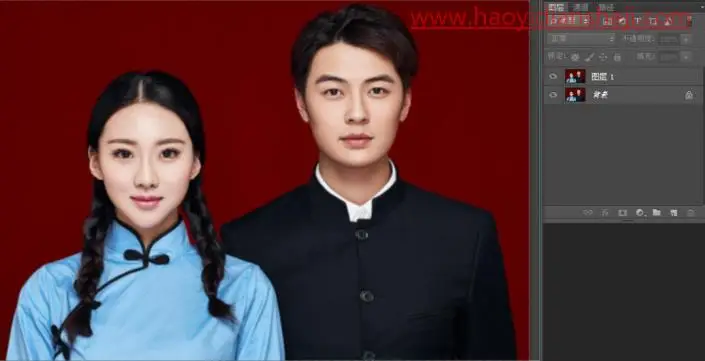 人物换脸，用PS给证件照片快速换脸_www.haoyidiansheji.com