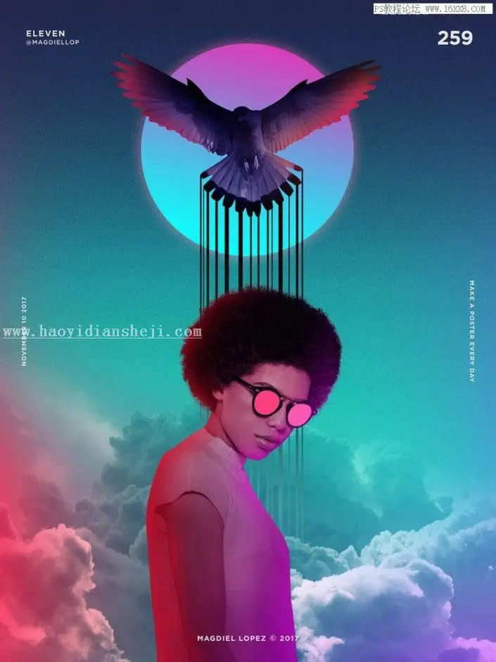 海报制作，通过PS打造渐变风格的炫彩视觉冲击海报_www.haoyidiansheji.com