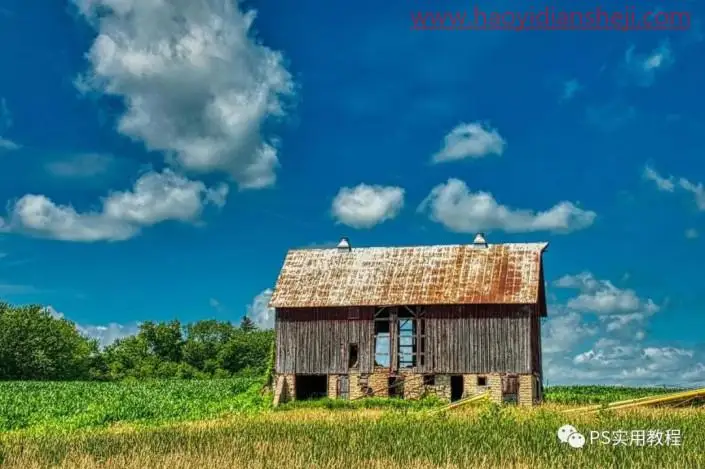 场景合成，多张图片组合成一个创意的麦田场景_www.haoyidiansheji.com