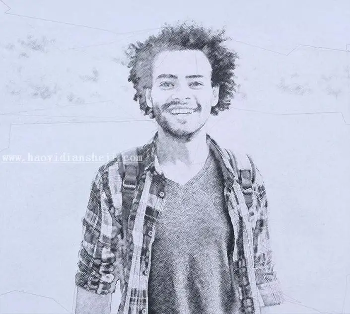 素描效果，通过PS把人物制作成铅笔素描效果_www.haoyidiansheji.com