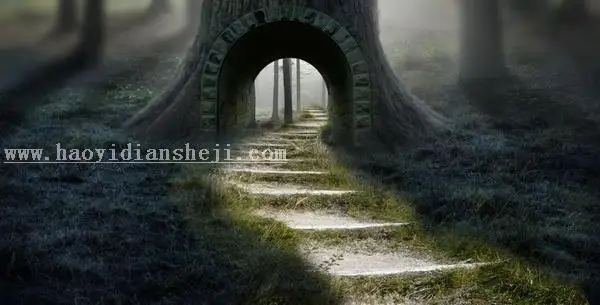 童话场景，合成爱丽丝漫游仙境的小人国场景_www.haoyidiansheji.com